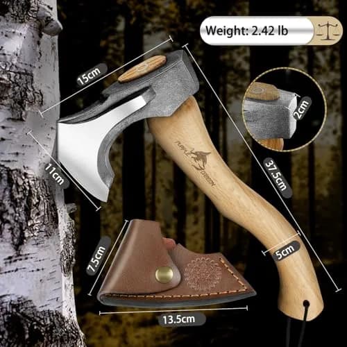 Purple Dragon Camping Hatchet 14.7 Inch Hand Forged Splitting Axe | Outdoor Wood Splitting & Bushcraft Tool thumbnail 2
