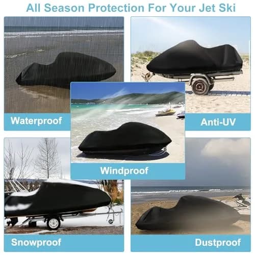 SRIMMIT 3-Seater Jet Ski Cover 365cm (145") | 420D Waterproof UV PWC Cover for Outdoor Storage & Trailering thumbnail 7
