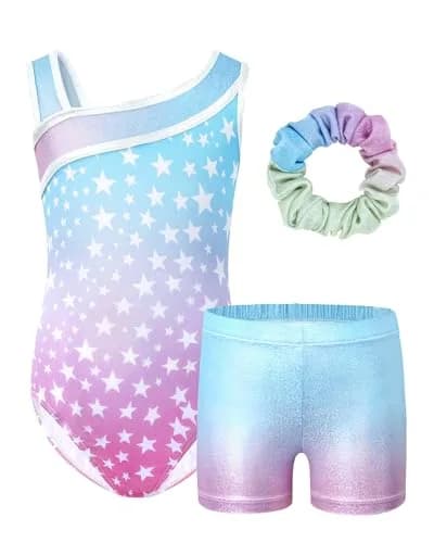 JiAmy Girls Gymnastics Leotards 3 Pcs Sleeveless Sparkly Dance Unitards 6-7 Years | Breathable & Stretchy for Active Play thumbnail 1