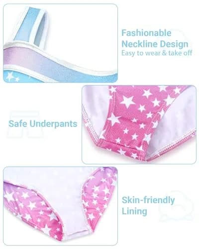JiAmy Girls Gymnastics Leotards 3 Pcs Sleeveless Sparkly Dance Unitards Set (Size 5-6 Years) thumbnail 4
