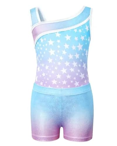 JiAmy Girls Gymnastics Leotards 3 Pcs Sleeveless Sparkly Dance Unitards Set (Size 5-6 Years) thumbnail 2