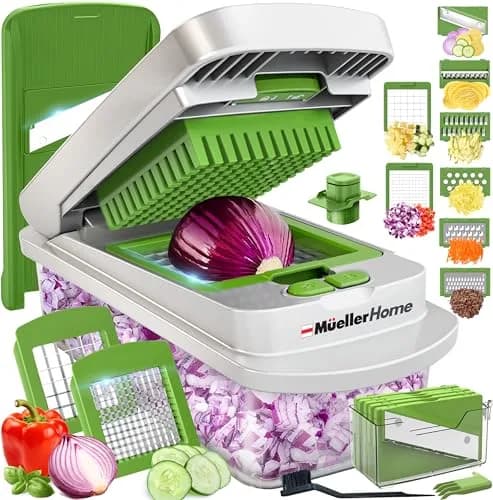 JANSKA Pro-Series 10-in-1 Vegetable Chopper with Container, 8 Stainless Steel Blades | 2.46 lb (1.13 kg) Kitchen Tool thumbnail 1