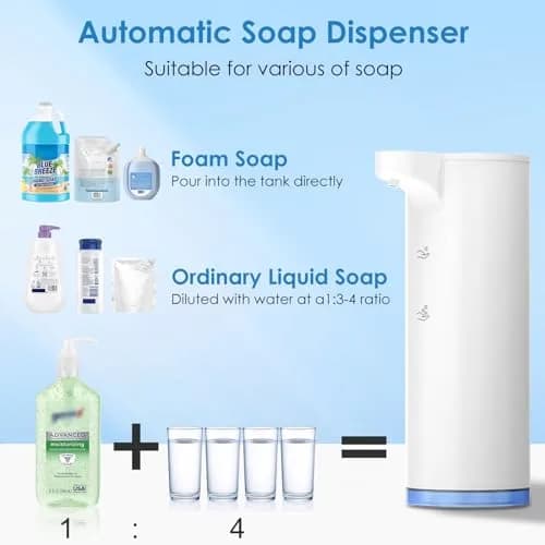 HOTBABY Automatic Foaming Soap Dispenser Touchless Stainless Steel White | Rechargeable Sensor for Bathroom & Kitchen thumbnail 6
