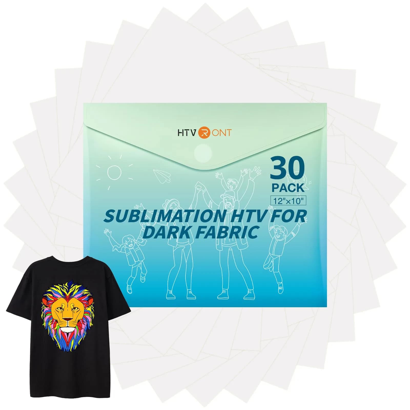 HTVRONT Sublimation HTV Sheets for Cotton Fabric - Matte, 12x10'', 30 Pack | Fade Resistant - main product image