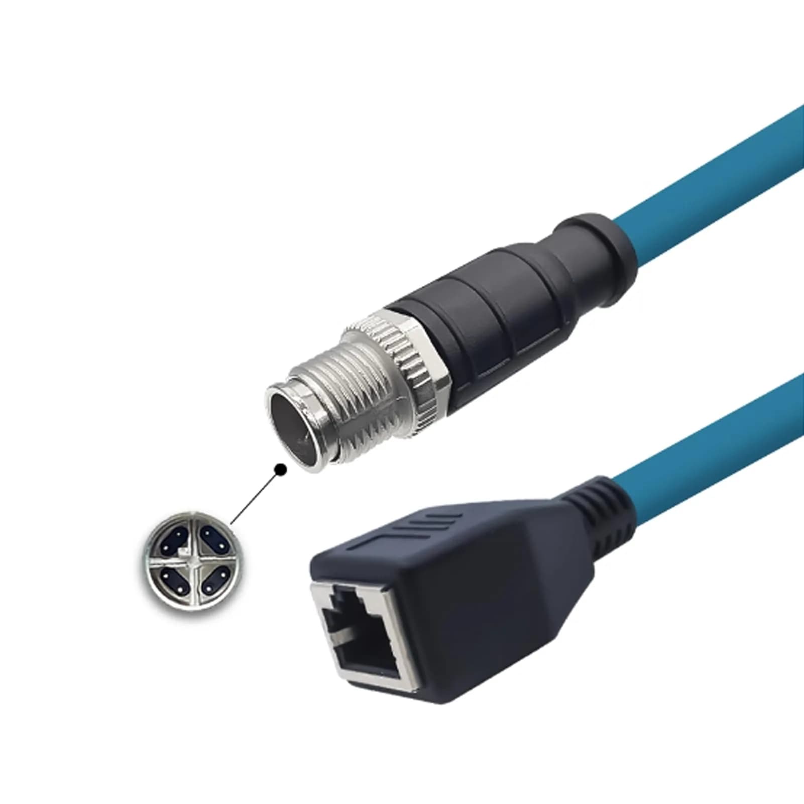 BOUUNCIY M12 8 Pin to RJ45 Industrial Ethernet Cable 3.28ft | Shielded Cat6 Field Wireable for Automation - main product image