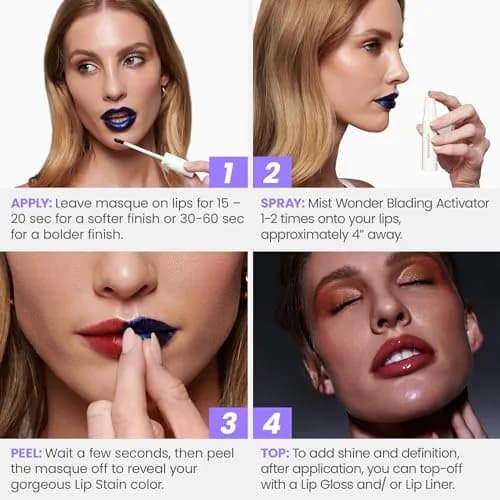 Wonderskin Wonder Blading Peel and Reveal Lip Stain Kit Neon Rose 9ml (0.3 Fl Oz) | Long-Lasting Waterproof Transfer-Proof thumbnail 3