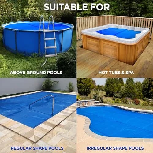 Shop Square 14' x 28' Rectangle Pool Cover 12 Mil | Heavy Duty Blue Solar Blanket for Inground & Above Ground Pools thumbnail 4