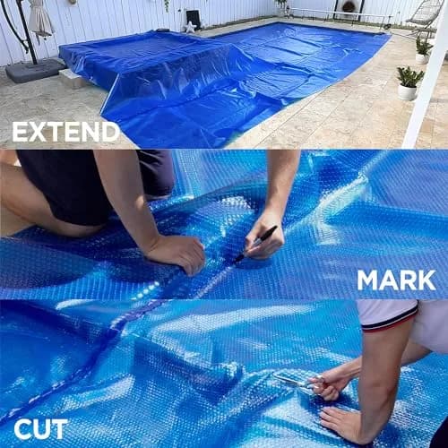 Shop Square 14' x 28' Rectangle Pool Cover 12 Mil | Heavy Duty Blue Solar Blanket for Inground & Above Ground Pools thumbnail 5