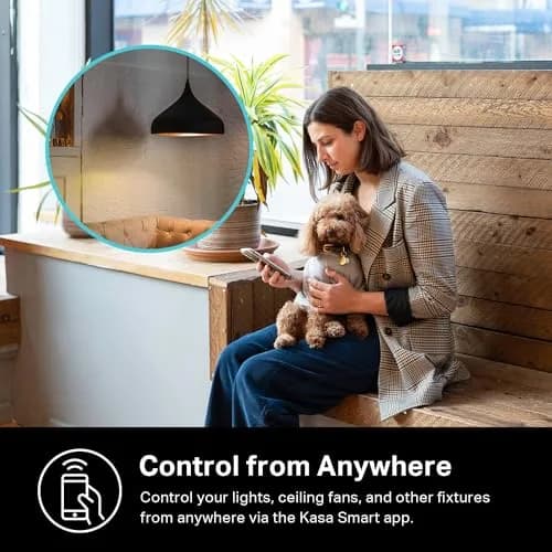 Kasa Smart Dimmer Switch HS220-LA Light Almond | App-Guided Install, 1%-100% Brightness Control thumbnail 5