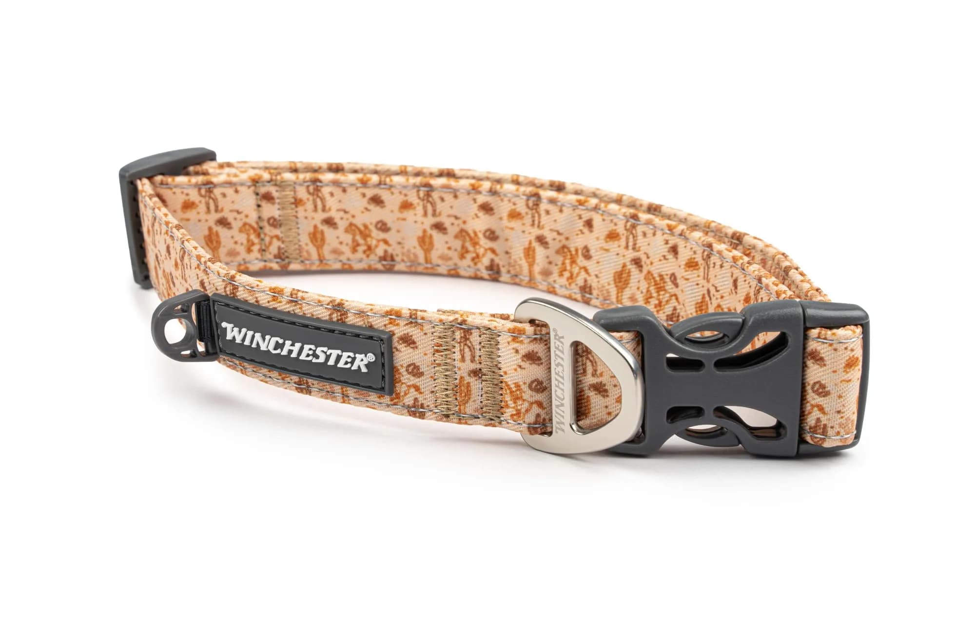 World of Winchester Dog Collar Large | Floral Webbing, Reflective Stitching, Durable Buckle — Wild West
