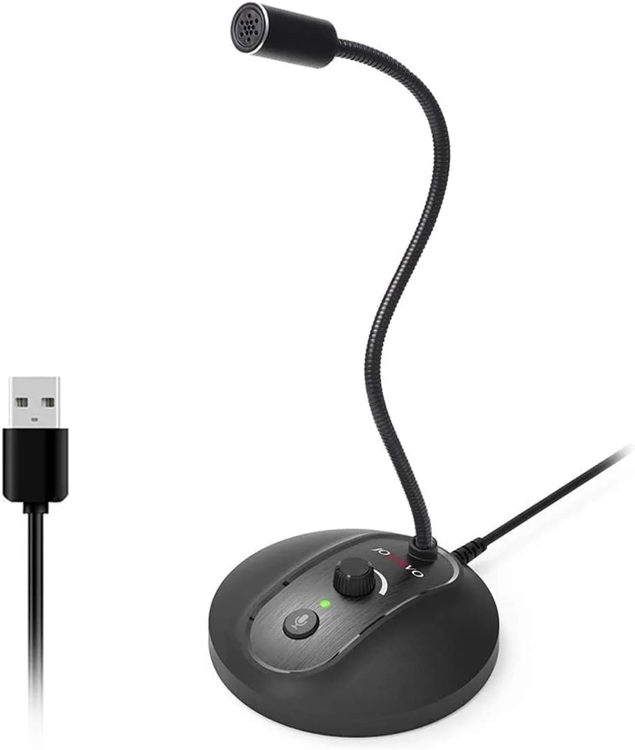 JOUNIVO JV-601Pro USB Computer Microphone with Mute Button & LED Indicator | 180cm (6ft) Cable