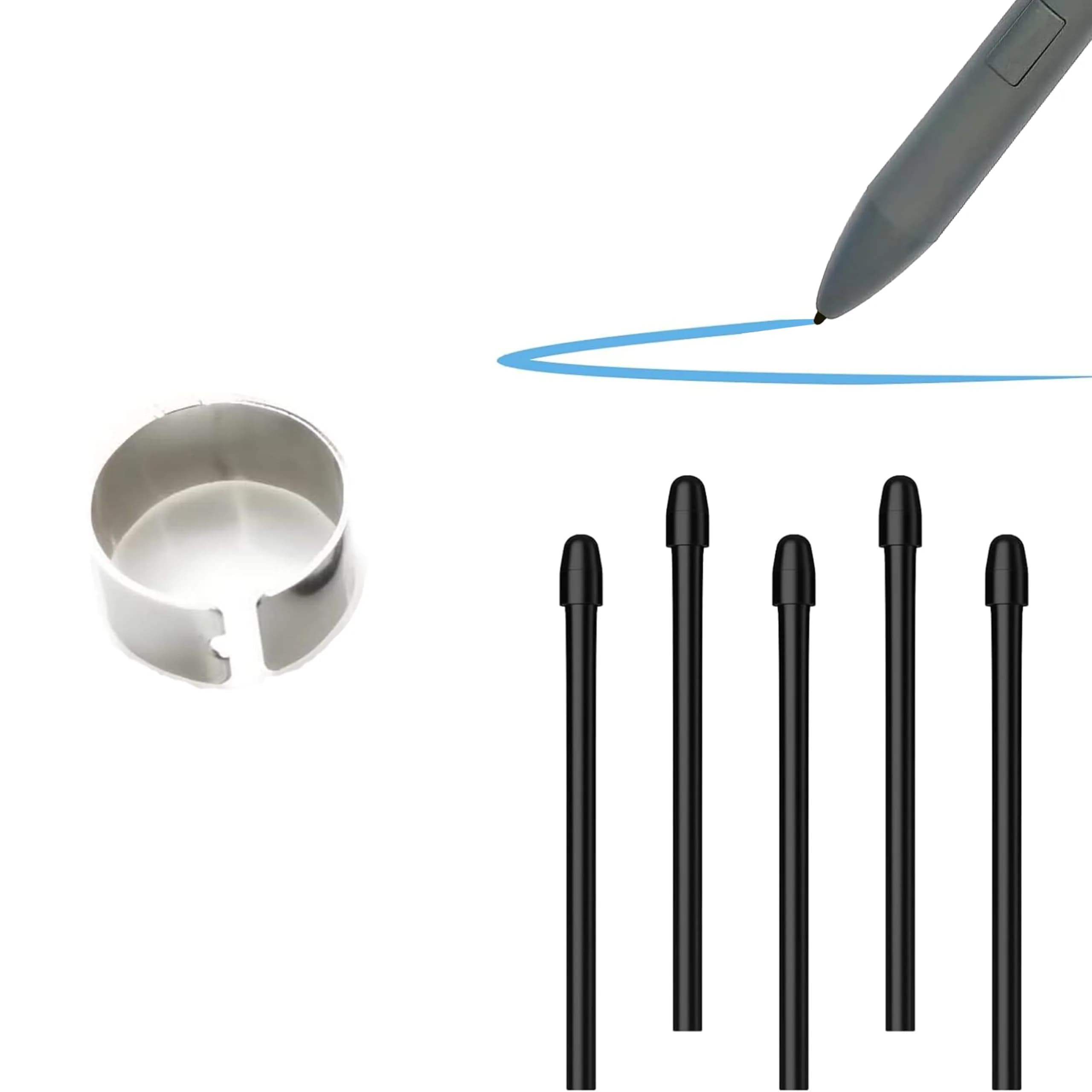 MITATTOK Stylus Pen Tip L04340-001 for HP Pavilion x360 11 Stylus Pen 927229-001 | 5-Pack Silver Aluminum Replacement Nibs — Silver