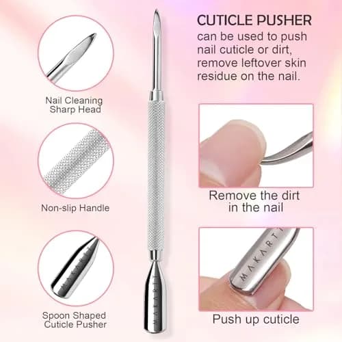 Makartt Silver Cuticle Nipper Set with 2 Pushers | Stainless Steel, Full Jaw, Ergonomic Handle thumbnail 3