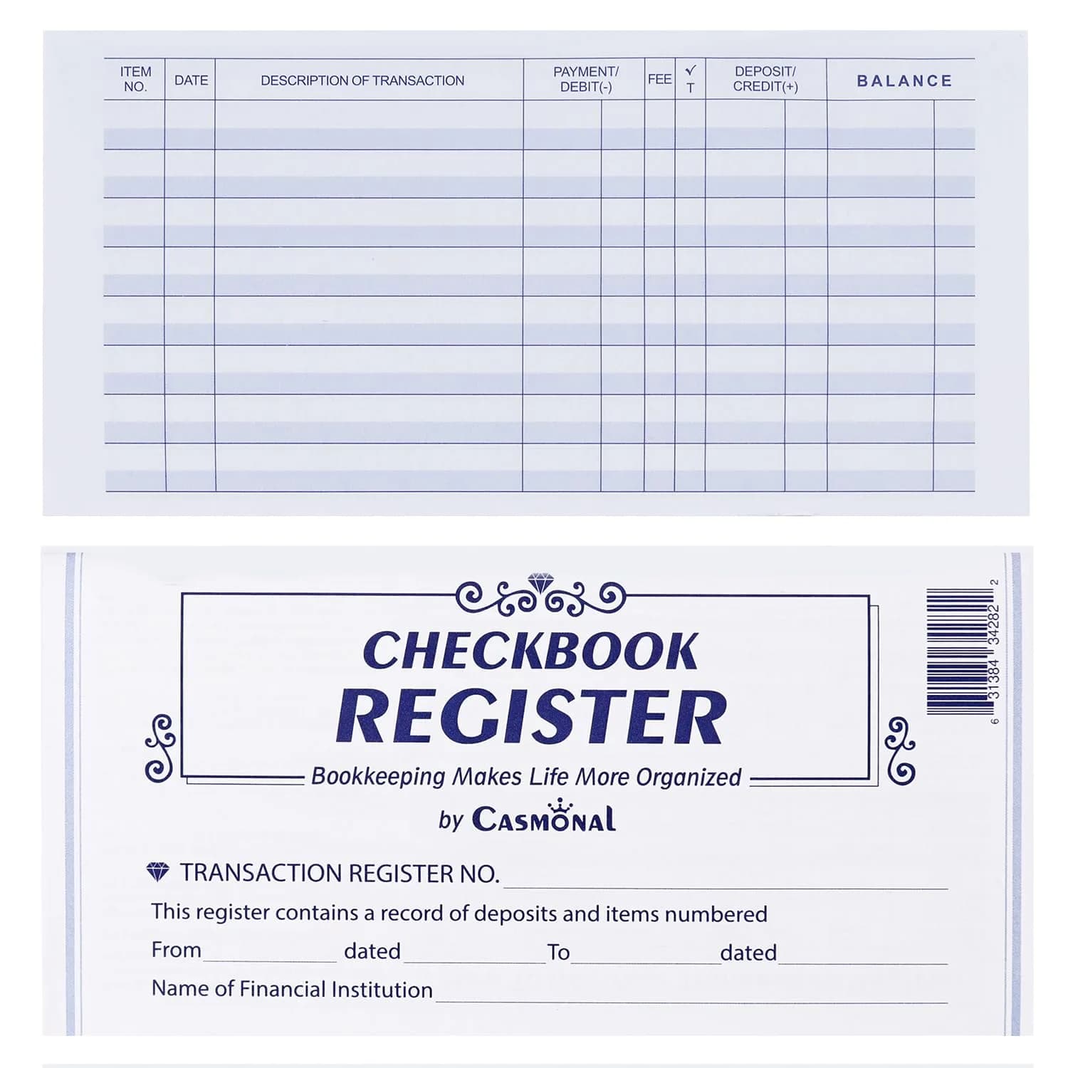 CASMONAL 20 Pack Checkbook Register | 15.2cm x 7.6cm (6x3 inches) | USA Import — 12 / Mainstream Register