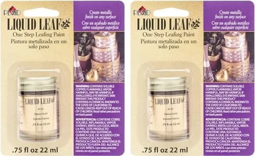 Plaid Classic Gold Liquid Leaf Paint 1.5 Fl Oz (Pack of 2) | Creates Traditional Leafing with Brush-On Ease thumbnail 1
