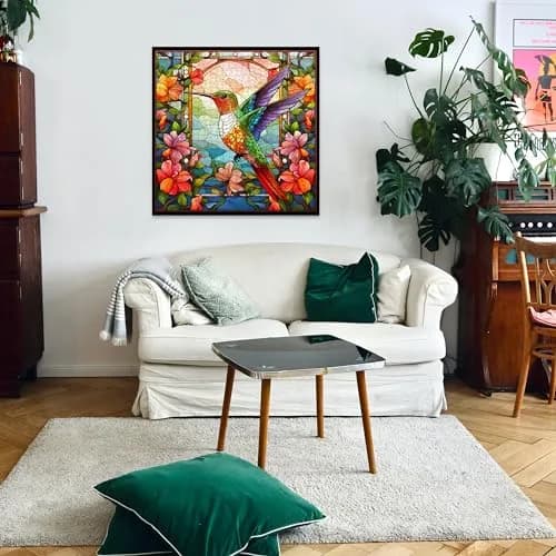 PPuzzling Stained Glass Hummingbird Art Puzzle 1000 Pieces | 58 cm x 58 cm (23.85 in x 23.85 in) thumbnail 5