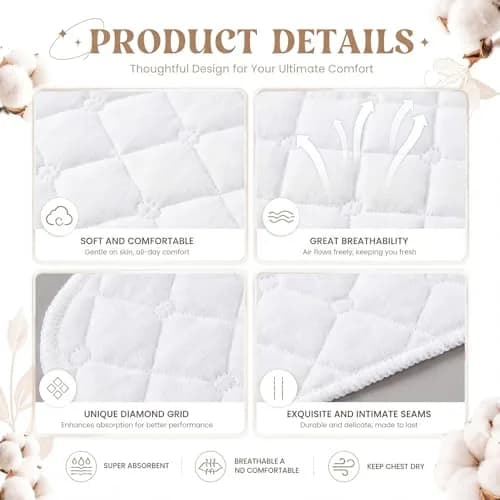 Toulite Cotton Bra Liners Sweat Pads Medium | Soft, Reusable & Breathable for Women thumbnail 4