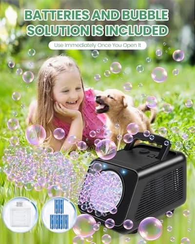 Kizmore Bubble Machine for Kids 7 in (W) x 5 in (L) x 5 in (H) | 20000+ Bubbles/Min, Safe & Portable thumbnail 4