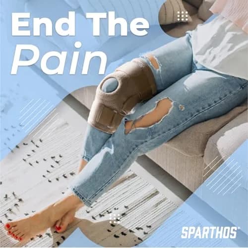 Sparthos Hinged Knee Brace for Women & Men - Medium Beige | Orthopedic Brace with Adjustable Fit thumbnail 2