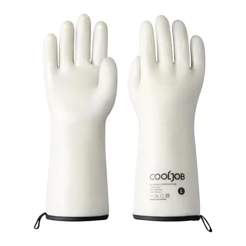 COOLJOB Heat Resistant Oven Gloves, Waterproof BBQ Mitts, White, Large (1 Pair) thumbnail 1