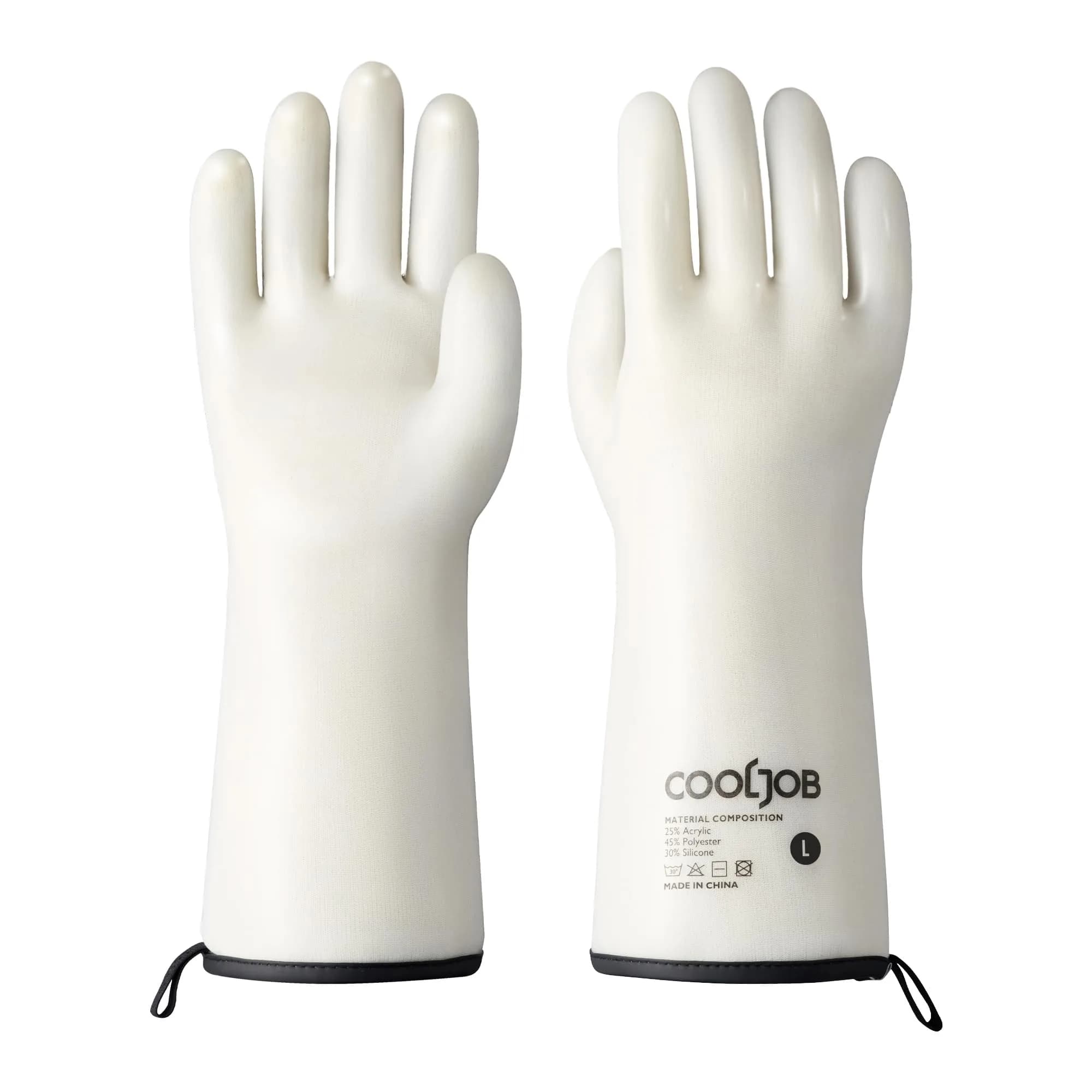 COOLJOB Heat Resistant Oven Gloves Medium Blue | Waterproof BBQ Mitts for High Heat Cooking — White / Large