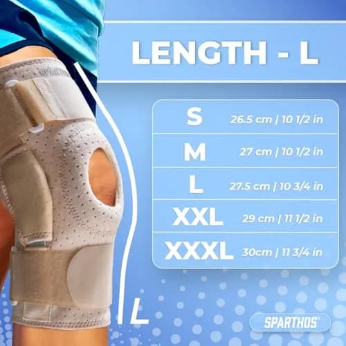 Sparthos Hinged Knee Brace for Women & Men - Large Beige | Orthopedic Brace with Metal Side Stabilizers thumbnail 6