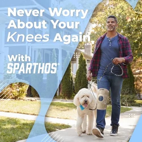 Sparthos Hinged Knee Brace for Women & Men - Large Beige | Orthopedic Brace with Metal Side Stabilizers thumbnail 8
