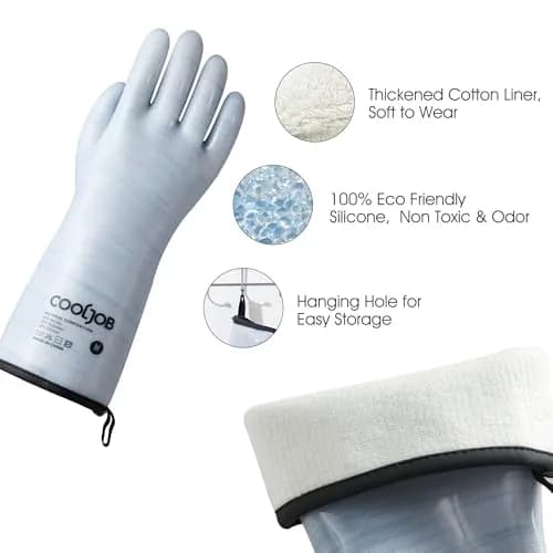 COOLJOB Heat Resistant Oven Gloves Medium Blue | Waterproof BBQ Mitts for High Heat Cooking thumbnail 2