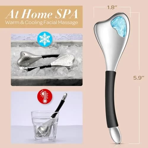 Fabludo 3-in-1 Cryo Gua Sha Facial Tools, Ice Roller Globes for Women Face and Eyes, Stainless Steel Skin Care Tools, with Carry Case thumbnail 3