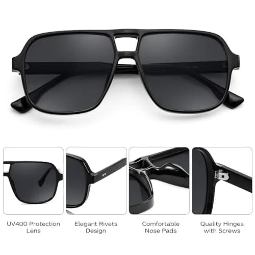 FEISEDY Retro Square Aviator Sunglasses Women Men Oversized Shades 55MM | UV400 Protection & Classic Style thumbnail 5