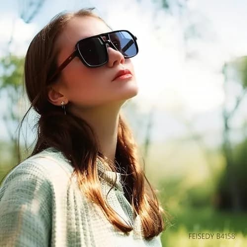 FEISEDY Retro Square Aviator Sunglasses Women Men Oversized Shades 55MM | UV400 Protection & Classic Style thumbnail 4