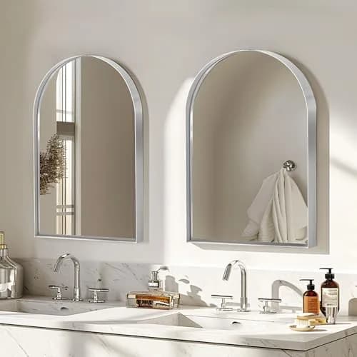 SDHYL Bathroom Medicine Cabinet 36x24 Inch Arched Silver Wall Mount Recessed Mirror thumbnail 7