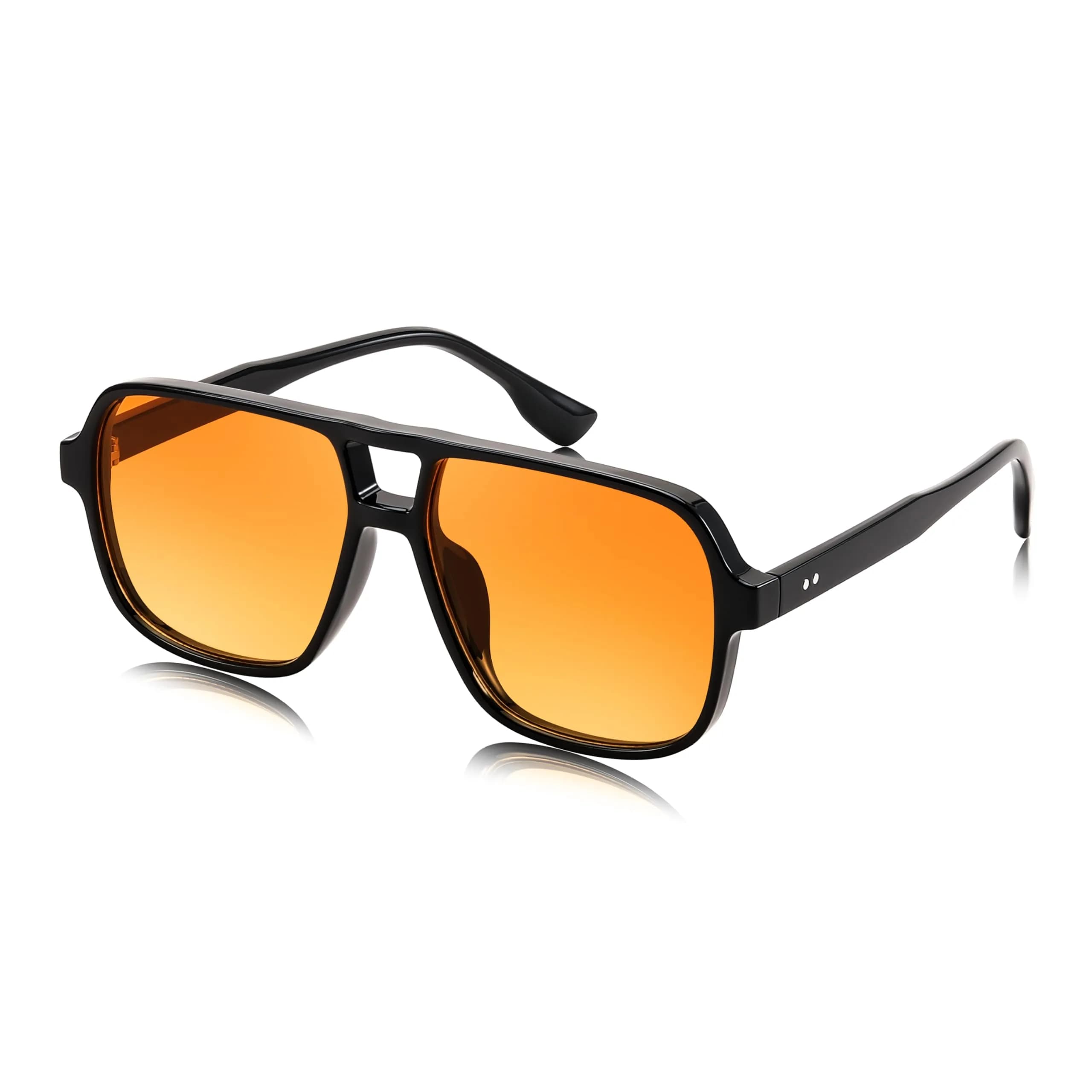 FEISEDY Retro Square Aviator Sunglasses Women Men Oversized Shades 55MM | Classic 70s Double Bridge Design