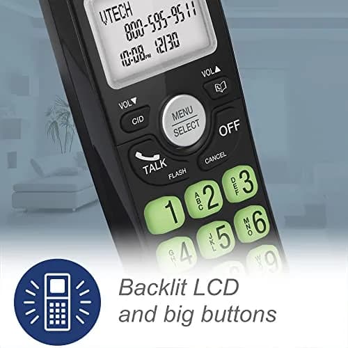 VTech VG131-21 Black Cordless Phone with 2 Handsets | DECT 6.0, Full-Duplex Speakerphone, Caller ID, Wall Mount thumbnail 5