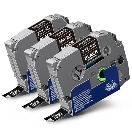 Labelwell TZe-335 Laminated White on Black Label Tape 12mm (0.47 Inch) 3-Pack | Compatible with Brother P Touch Label Makers thumbnail 1