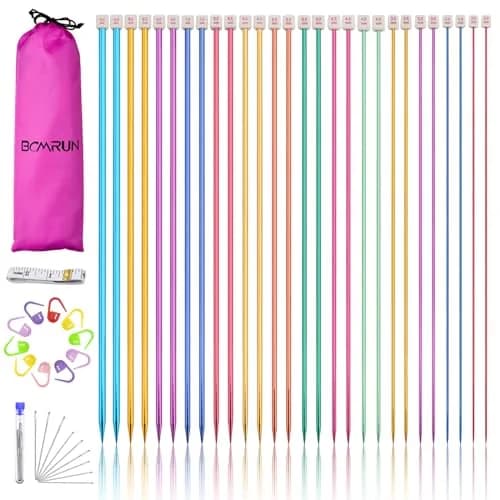 BCMRUN 28Pcs/14 Pairs Stainless Steel Knitting Needles Set, 2.0mm-10.0mm (0.079in-0.394in) | Assorted Colors, DIY Crafting thumbnail 1
