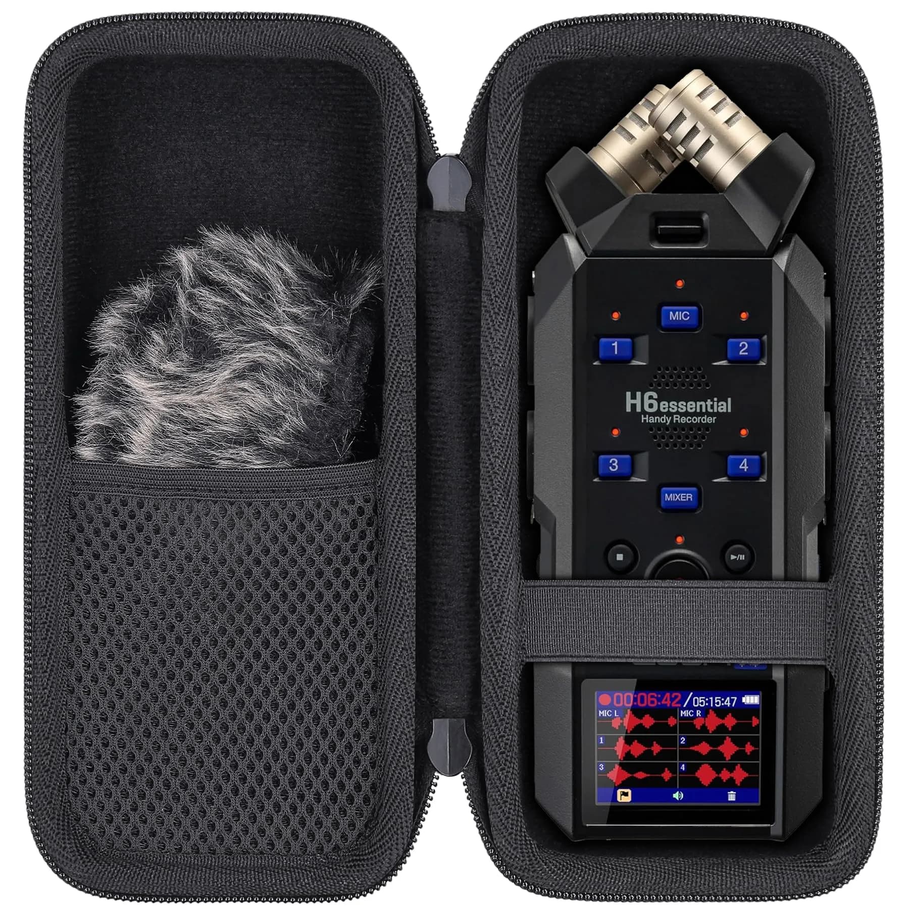 Aenllosi Hard Case for Zoom H6studio/H5studio/H6essential 6-Track, Black | Shock & Waterproof Travel Case - main product image