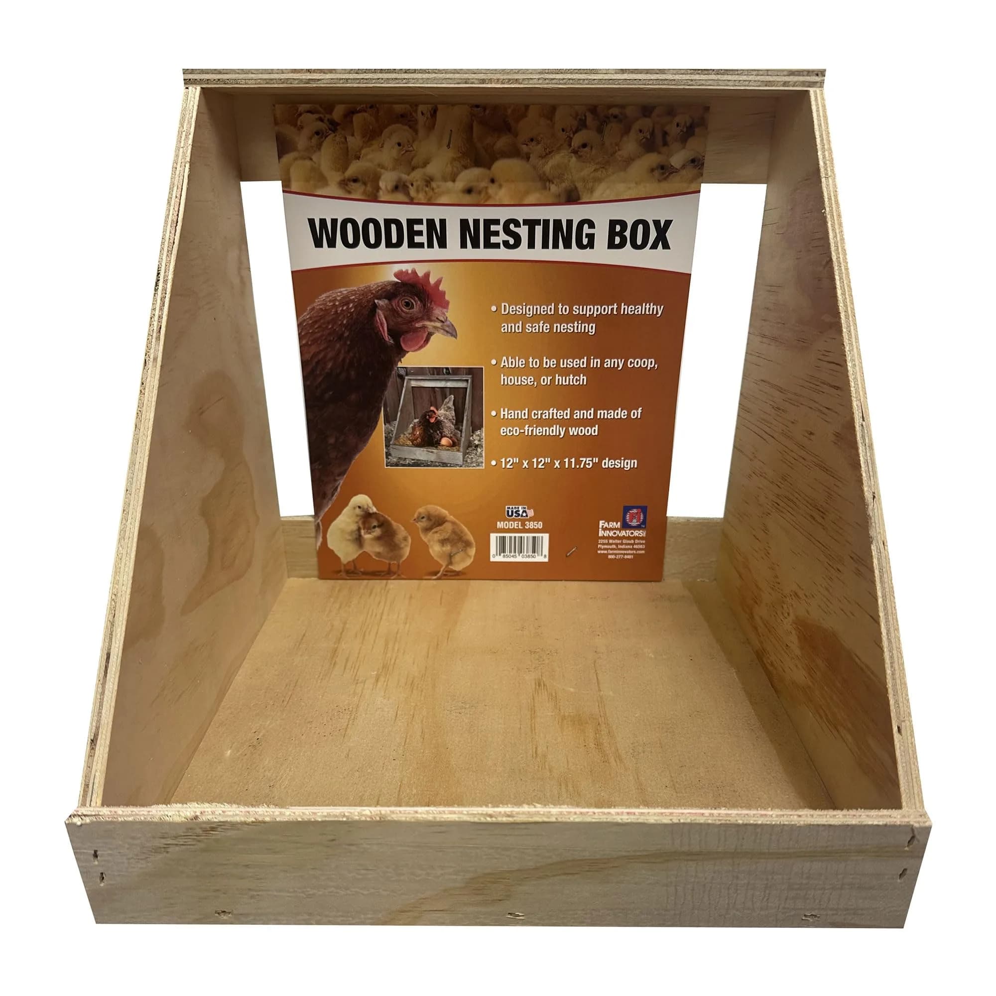 Farm Innovators Single Compartment Handcrafted Wood Chicken Nesting Box | Secure Egg-Laying Sanctuary