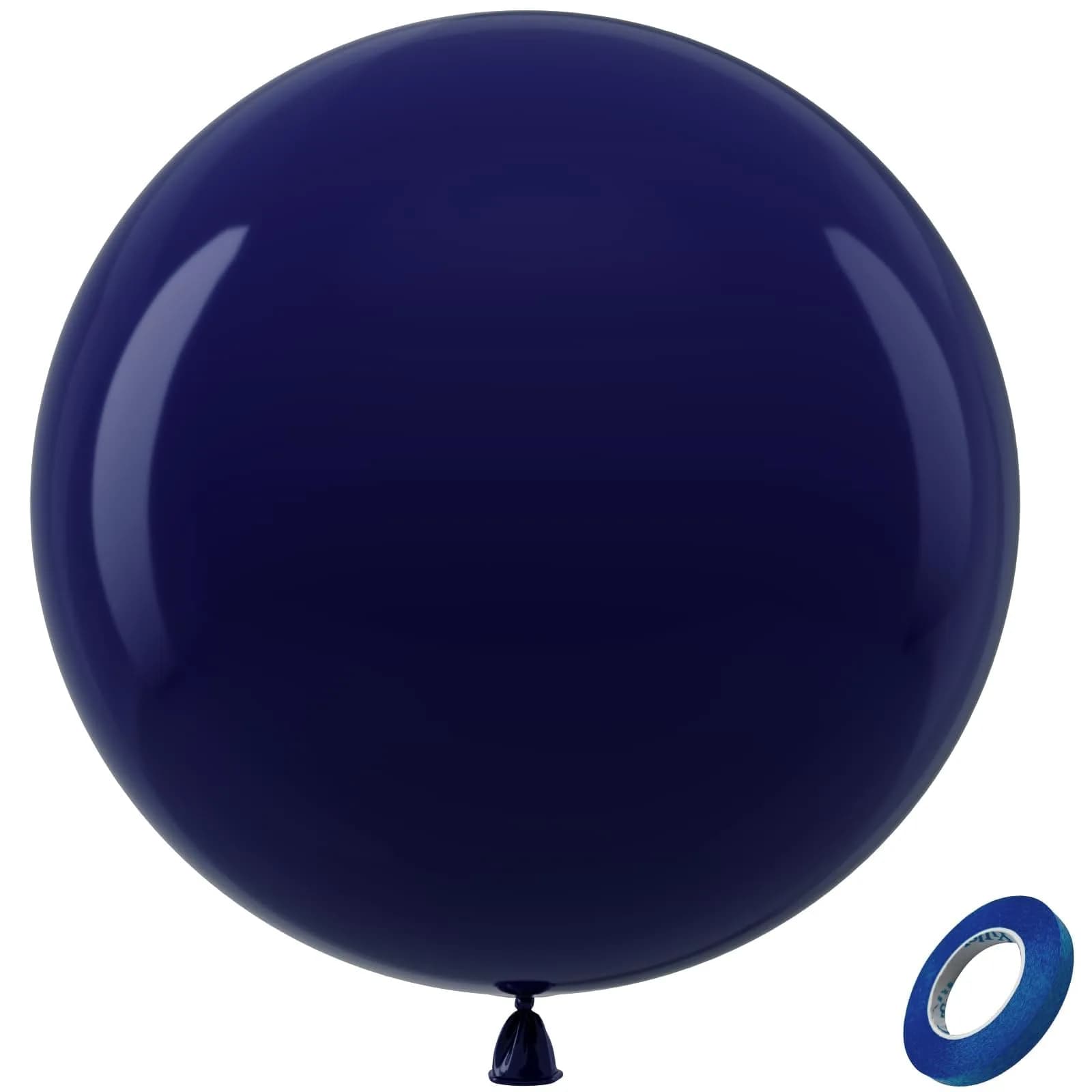Bezente Navy Blue Giant Latex Round Balloons 36 Inch 8 Pack | Premium Quality for Parties