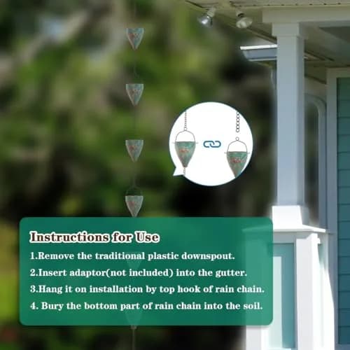 giole Bee Pattern Rain Chain 3.25 m (10.66 ft) | Decorative Metal Downspout Alternative thumbnail 6