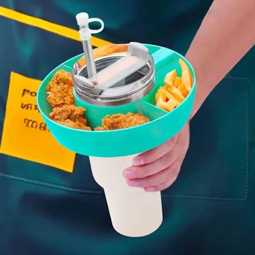 DMTINTA Snack Bowl for Stanley 40 oz Tumbler with Handle, Green | Multi-compartment, 27 oz Capacity thumbnail 2
