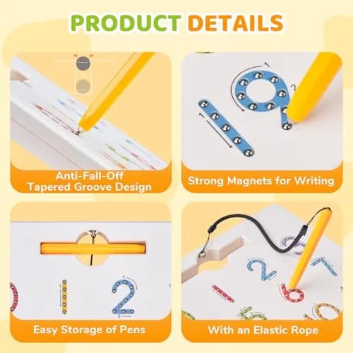 GAMENOTE Magnetic Number Tracing Board Double Sided 1-20 | Interactive Learning Toy for Kids thumbnail 4
