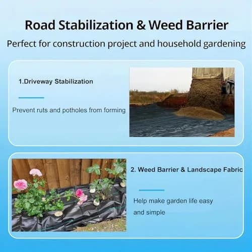 Groweco Driveway Fabric 13x115 FT Weed Barrier Landscape Fabric Heavy Duty | Commercial Grade Geotextile for Soil Stabilization thumbnail 4