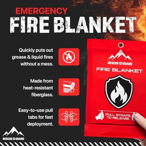 RESCUE GUARD Fire Blanket 40"x40" | Fire Safety for Home & Kitchen thumbnail 2