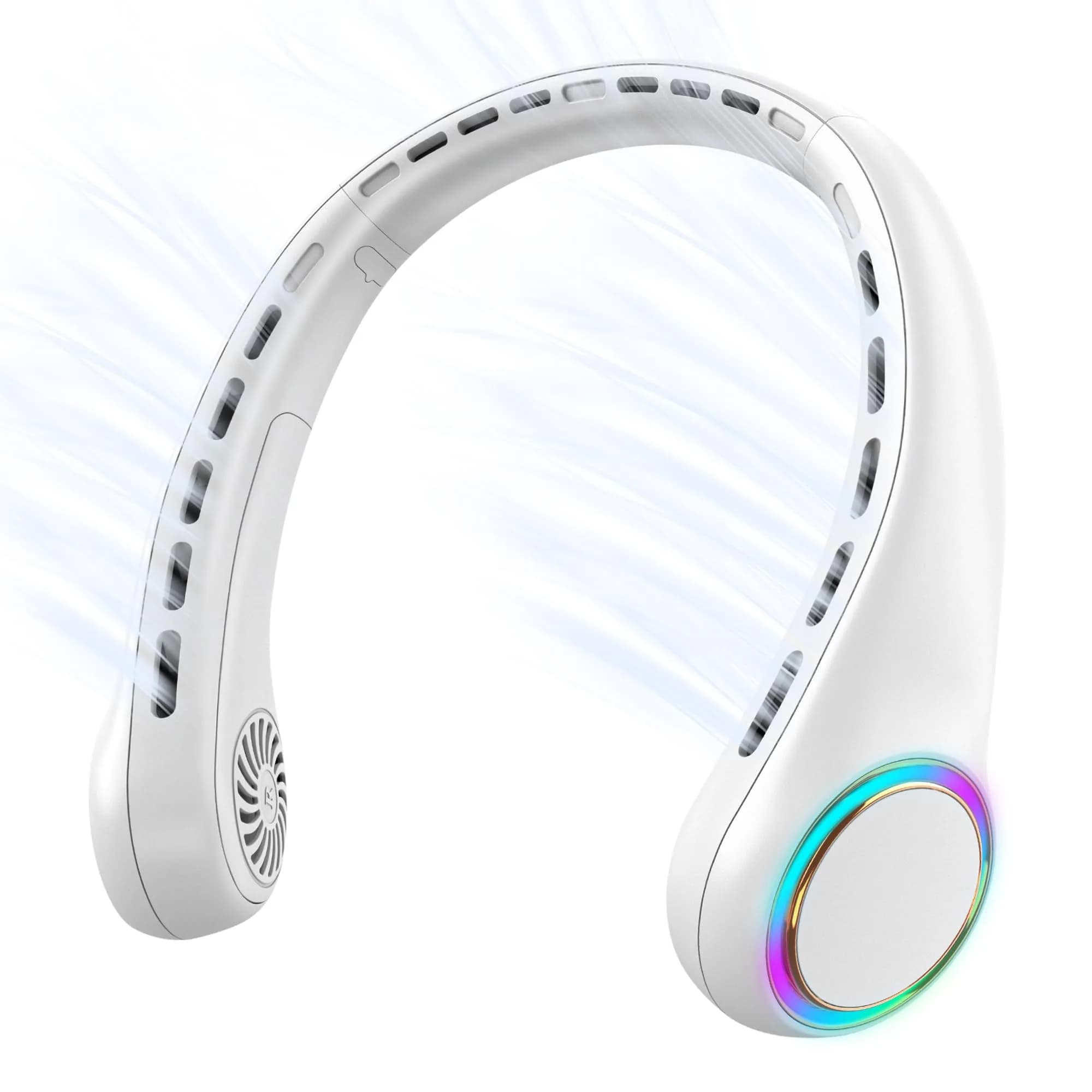 GULAKI Portable Neck Fan White | Hands Free Cooling with 4000mAh Battery (70-120c) - main product image