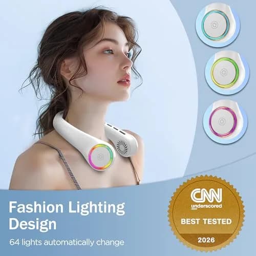 GULAKI Portable Neck Fan White | Hands Free Cooling with 4000mAh Battery (70-120c) thumbnail 4