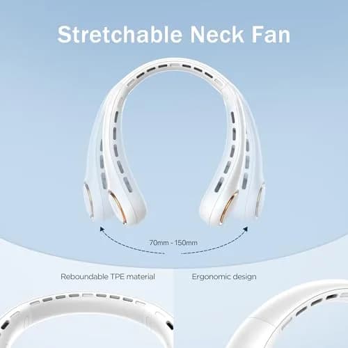GULAKI Portable Neck Fan White | Hands Free Cooling with 4000mAh Battery (70-120c) thumbnail 6