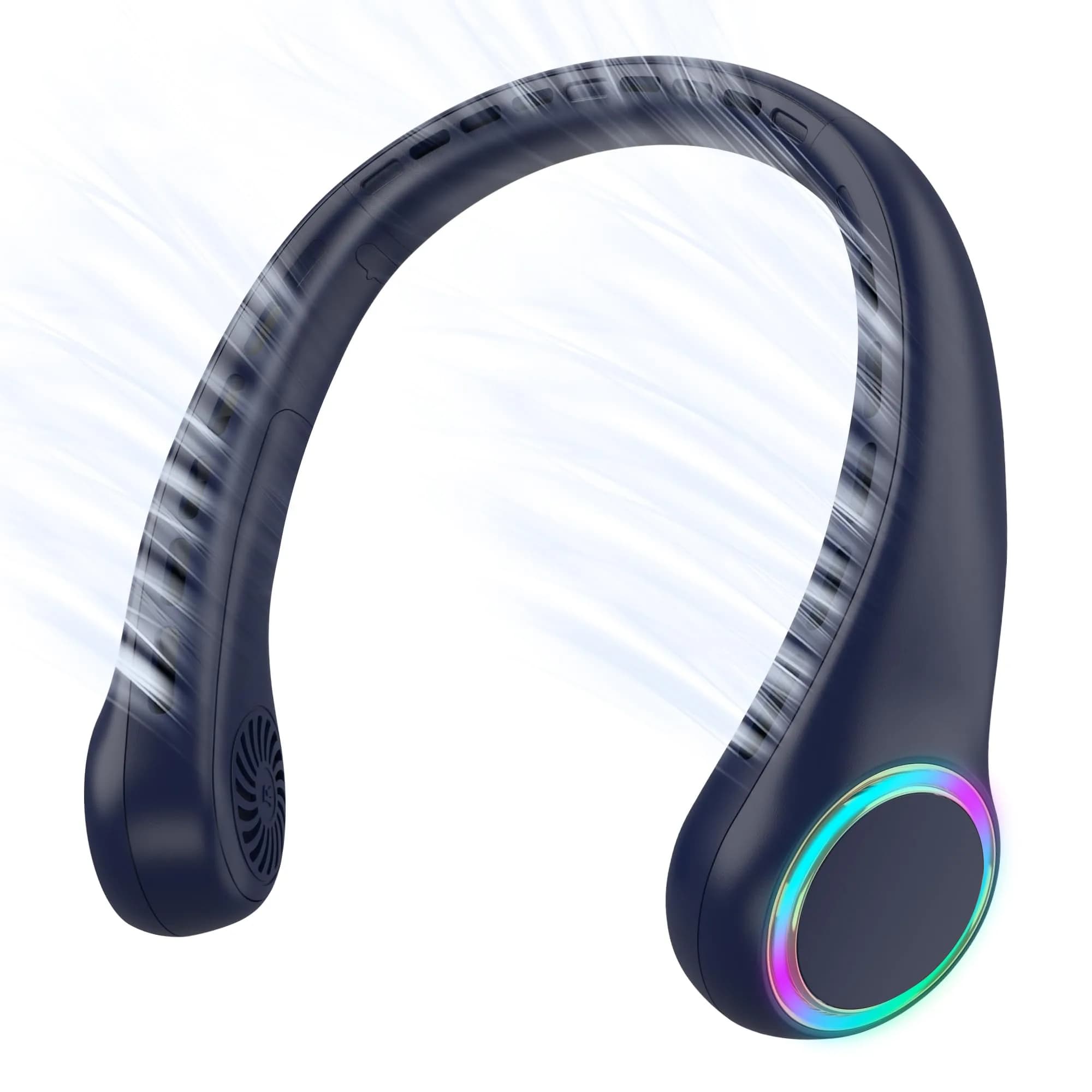 GULAKI Portable Neck Fan White | Hands Free Cooling with 4000mAh Battery (70-120c) — Navy Blue