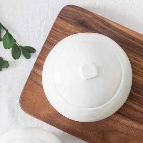 Bicuzat Pure White Fine Bone China Sugar Bowls Set 355ml (12 oz) | Classic Solid Design thumbnail 4