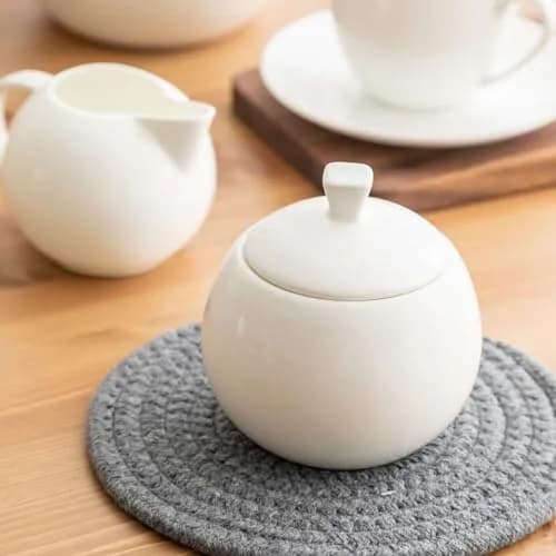Bicuzat Pure White Fine Bone China Sugar Bowls Set 355ml (12 oz) | Classic Solid Design thumbnail 6